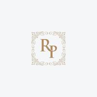 Initial letters R and P, RP, decorative ornament frame design. vector