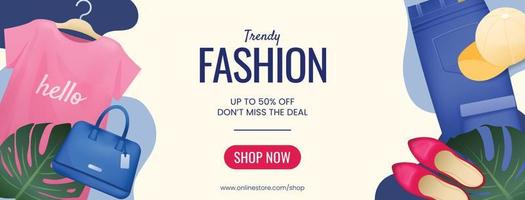 Fashion advertising web banner, vector illustration