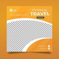 Modern Orange Travel Banner for Holiday Social Media Post vector