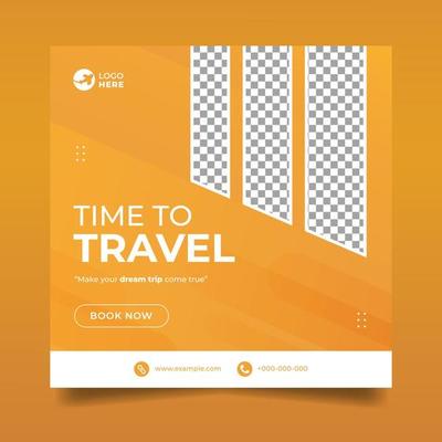 Modern Orange Travel Banner for Holiday Social Media Post