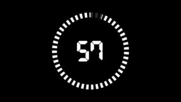 Countdown einer Minute Animation von 60 auf 0 Sekunden. video