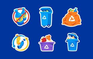 Green Living, Recycling at Home Sticker Set vector