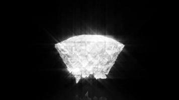 Animation Black and white monochrome diamond breaks into pieces 3d footage