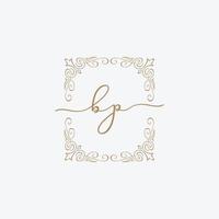 Initial letters B and P, BP design decorative ornament frame. vector