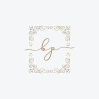 Initial letters B and P, BP design decorative ornament frame. vector