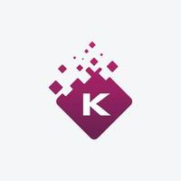 logotipo de la letra k. diseño de letra vectorial k con cuadrado. vector