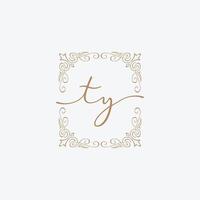 Initial letters T and Y, TY design decorative ornament frame. vector