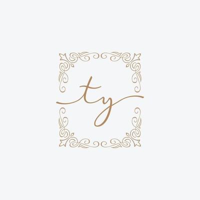 Initial letters T and Y, TY design decorative ornament frame.