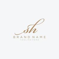 Beauty vector Initial letters S and H. Signature, handwriting, fashion, boutique, wedding, jewelry, botanical , floral logo creative Vector logo Design template.