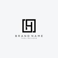 Initial letter GH square logo, monogram line art style design template. vector