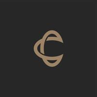 letter CC gold ellipse logo vector. Black background. vector