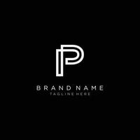 letra inicial p y p, pp, logotipo de interbloqueo superpuesto, estilo de arte de línea de monograma. fondo negro. vector