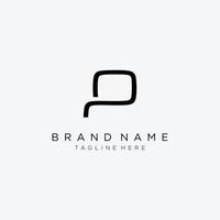 Initial letter P logo, monogram line art style design template. vector