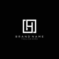 Initial letter GH square logo, monogram line art style design template. Black background. vector