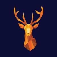 an abstract image of a deer upper body using polygonal design style in gold orange color