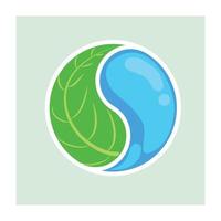 an ecology yin yang logo image that depicts water and leaf vector