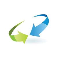 an abstract modern image of two arrows in green and blue color facing each other on a white background vector