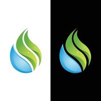 esta imagen es un logotipo abstracto semi 3d de gota de agua y hoja en color azul y verde respectivamente para el logotipo del proyecto relacionado con el medio ambiente vector