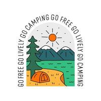 ir libre ir animado ir a acampar diseño para insignia, pegatina, parche, diseño de camiseta, etc. vector