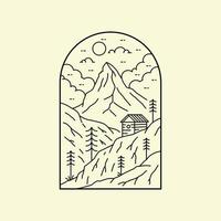 The Matterhorn Switzerland in mono line art, patch badge design, emblem design, T-Shirt Design vector