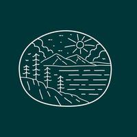 Design for Acadia National Park in simple line art style vector