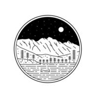 diseño de las vistas de saint moritz suiza en la noche en mono line art vector