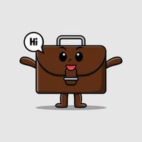 Cute cartoon suitcase with happy expression vector