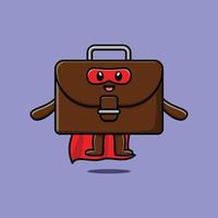 Cute suitcase superhero flaying illustration vector