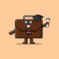 Cute cartoon suitcase student on graduation day vector