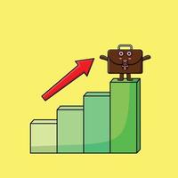 Suitcase cute businessman with a deflation chart vector