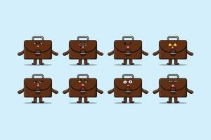 Set kawaii suitcase cartoon different expression vector