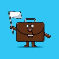 Cute cartoon Suitcase character with white flag vector