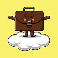 Cute cartoon suitcase character standing in cloud vector