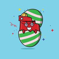 Cute cartoon Pocket coming out from easter egg vector