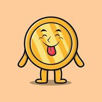 Cute cartoon gold coin with flashy expression vector