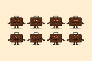 Set kawaii suitcase cartoon different expression vector