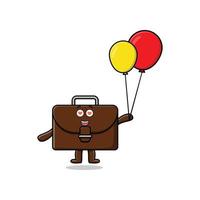 Cute cartoon suitcase floating with balloon vector