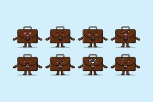 Set kawaii suitcase cartoon different expression vector