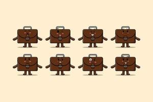 Set kawaii suitcase cartoon different expression vector