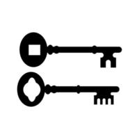 Old key home silhouette set on white background vector