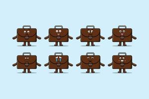 Set kawaii suitcase cartoon different expression vector