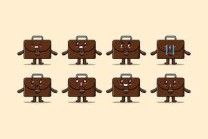 Set kawaii suitcase cartoon different expression vector