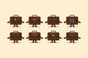 Set kawaii suitcase cartoon different expression vector