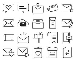 postal mail. The line style postal letter icon set is perfect for websites, banners and more. vector