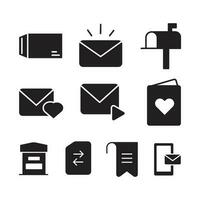 postal mail, envelopes, sending letters. glyph style icon set, very suitable for use in websites, banners and more. vector