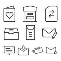 postal mail. The line style postal letter icon set is perfect for websites, banners and more. vector