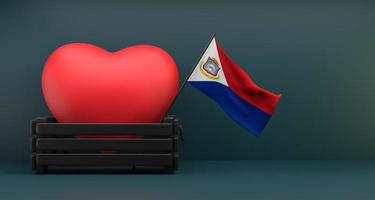 I love Sint Maarten Flag Sint Maarten with heart, copy space, 3D work and 3D image photo