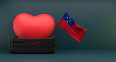 I love Samoa Flag Samoa with heart, copy space, 3D work and 3D image photo