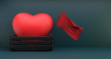 I love Morocco Flag Morocco with heart, copy space, 3D work and 3D image photo