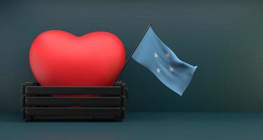 I love Micronesia Flag Micronesia with heart, copy space, 3D work and 3D image photo